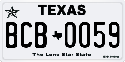 TX license plate BCB0059