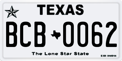 TX license plate BCB0062