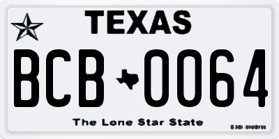 TX license plate BCB0064