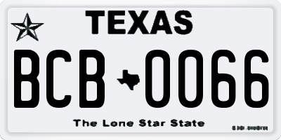 TX license plate BCB0066