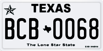TX license plate BCB0068