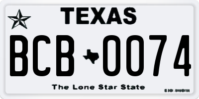 TX license plate BCB0074