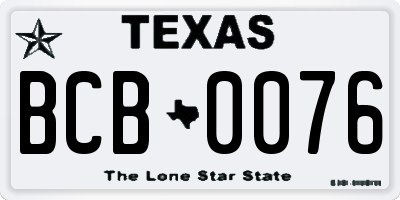 TX license plate BCB0076