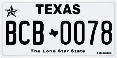 TX license plate BCB0078