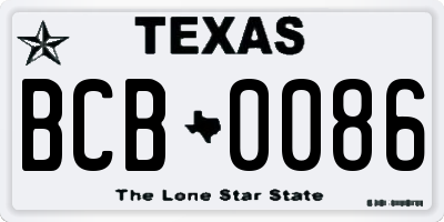 TX license plate BCB0086
