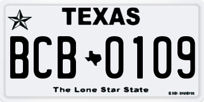 TX license plate BCB0109