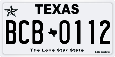 TX license plate BCB0112
