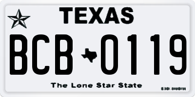 TX license plate BCB0119