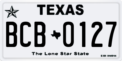 TX license plate BCB0127