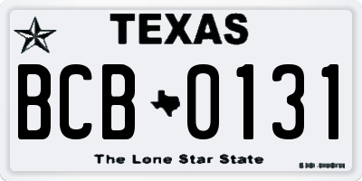 TX license plate BCB0131
