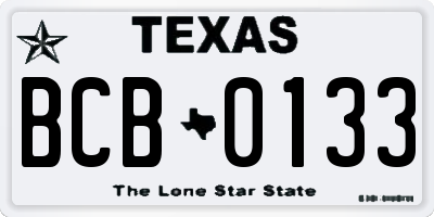 TX license plate BCB0133