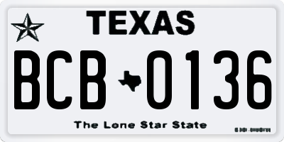 TX license plate BCB0136
