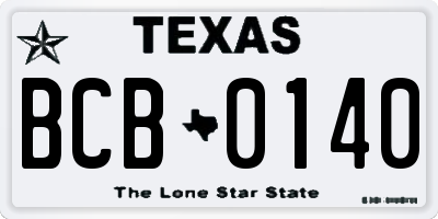 TX license plate BCB0140