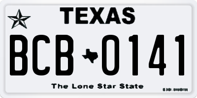 TX license plate BCB0141