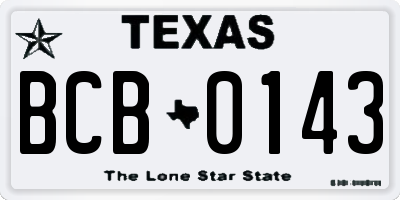 TX license plate BCB0143