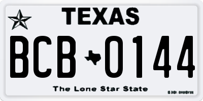 TX license plate BCB0144