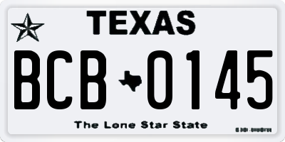 TX license plate BCB0145