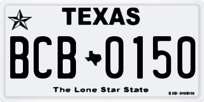 TX license plate BCB0150