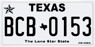 TX license plate BCB0153