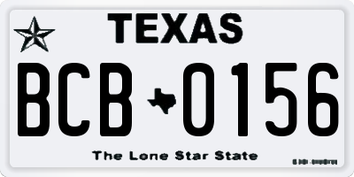 TX license plate BCB0156