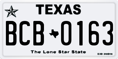 TX license plate BCB0163