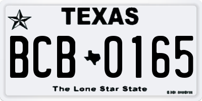 TX license plate BCB0165