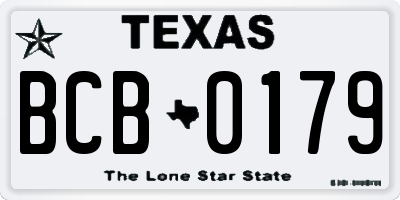 TX license plate BCB0179