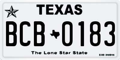 TX license plate BCB0183