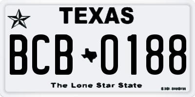 TX license plate BCB0188