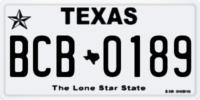 TX license plate BCB0189