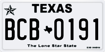TX license plate BCB0191