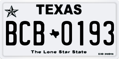 TX license plate BCB0193