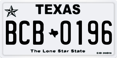 TX license plate BCB0196