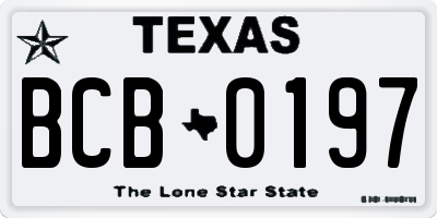 TX license plate BCB0197