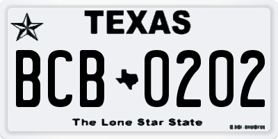 TX license plate BCB0202