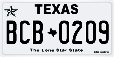 TX license plate BCB0209