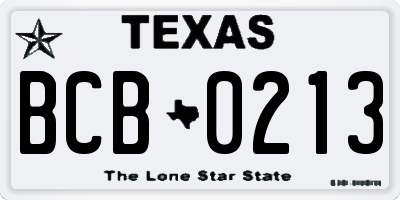 TX license plate BCB0213
