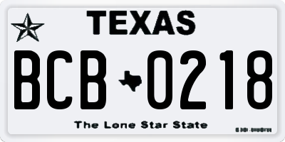 TX license plate BCB0218