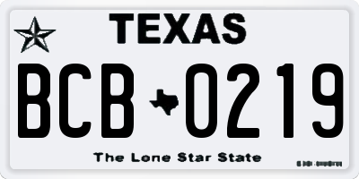 TX license plate BCB0219