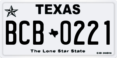 TX license plate BCB0221