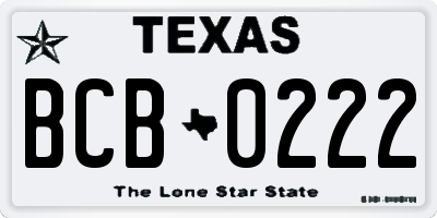TX license plate BCB0222