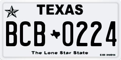 TX license plate BCB0224