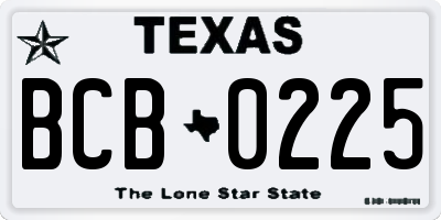 TX license plate BCB0225