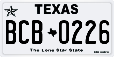 TX license plate BCB0226