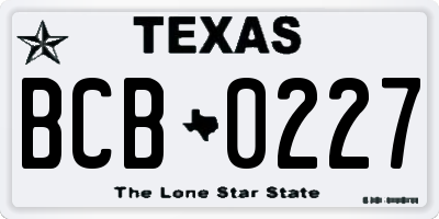 TX license plate BCB0227