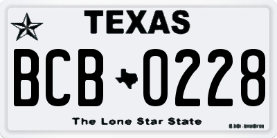 TX license plate BCB0228