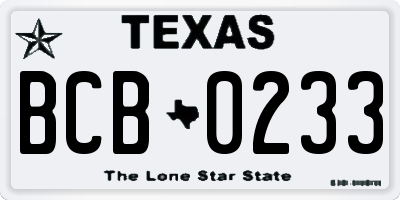 TX license plate BCB0233
