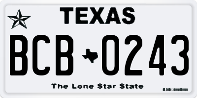 TX license plate BCB0243