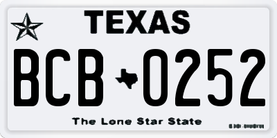 TX license plate BCB0252