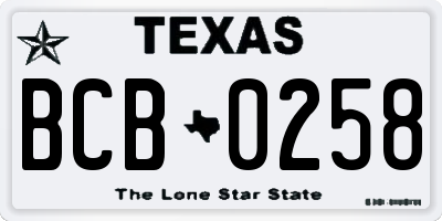 TX license plate BCB0258